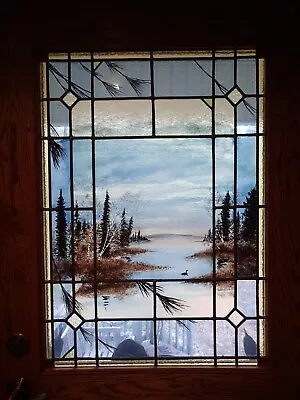 One Of A Kind Custom Stained &Fired Painted Glass Nature Entry Door • $2800