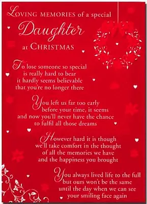 Grave Card / Christmas - Daughter  FREE Holder-CMX16 Memorials Funeral Memoriam • £1.85