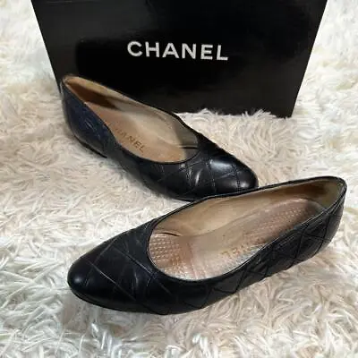 CHANEL Matelasse Pumps Flat Shoes Black Vintage 35 • £167.23