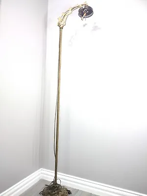 Vtg Antique Ornate Cast Wrought Iron Bridge Arm Standing Floor Lamp - 1920's?🛋️ • $225
