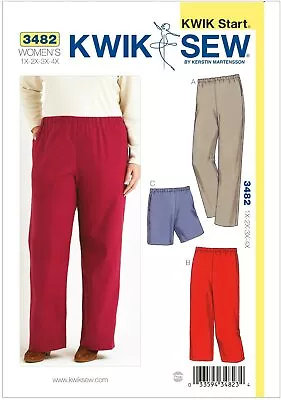 Kwik Sew Sewing Pattern 3482 Womens 1x-4x Easy Pants Capris & Shorts Plus Sizes • $14