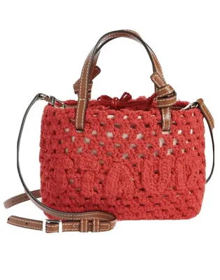 $169.95 • Buy NWT STAUD Ria Red Woven Crochet Logo Crossbody Bag