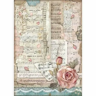 Rice Paper For Decoupage Sheet Stamperia A/4 - Passion Roses And Music • £2.20