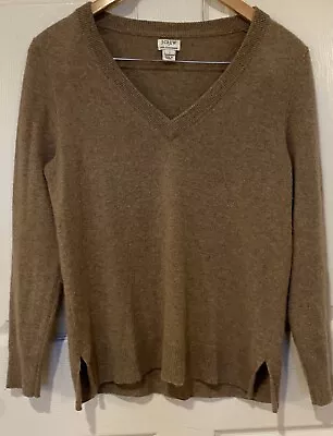 Great J.Crew 100% Cashmere V-Neck Sweater Caramel Beige Brown Size M Medium • $23.99