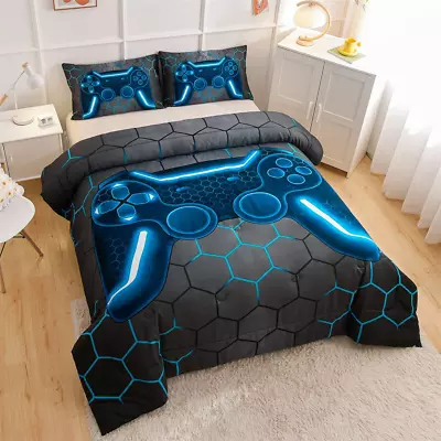 Game Console Comforter Set For Kids Blue Full - Soft LightweightFade-Resistant • $58.89