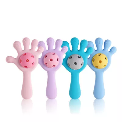 Baby Non-toxic Silicone Finger Teething Rattle Baby Rattle Teething Toy • £5.78