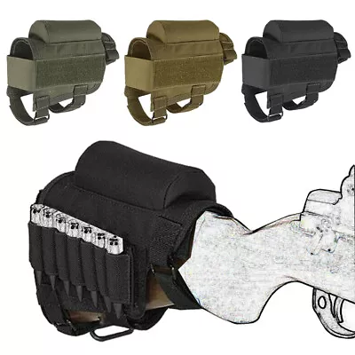 Tactical Buttstock Rifle Cheek Rest Pouch Ammo Case Military Bullet Holder Bag • $6.93