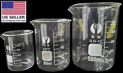 Glass Beaker Laboratory Chemistry Lab Measuring Glassware Volumetric  • $10.99