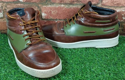 £49.95 • Buy MAHARISHI Men's Leather Ankle Deck Boots/ Boat Shoes Brown Green Size 10