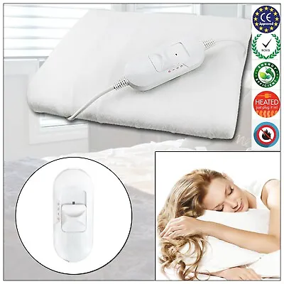 Electric Single Blanket Heater Under Sheet Fleece Bed Warmer Over Cover Energy • £18.99