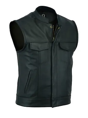 Men's Sons Of Anarchy Real Genuine Cow Leather Motorcycle Biker Vest Waistcoat  • $79.99