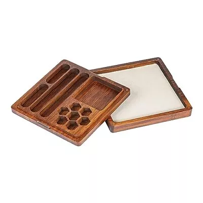 2 In 1 DND Dice Tray Wooden Dice Box With Magnetic Lid & Square-no Pattern • $57.73