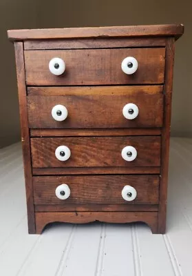 Vintage Miniature 4 Drawer Mini Dresser Chest Of Drawers Jewelry Box Wooden • $149