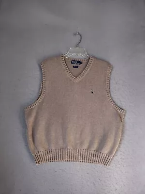 Polo Ralph Lauren Mens Sweater XXL Brown Sleeveless V Neck Cotton Vest Pullover • $19.95