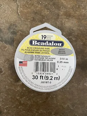 Beadalon Bright .010  (0.25mm) Bead Stringing Wire 19 Strand Flex Wire - 30ft • $11.95