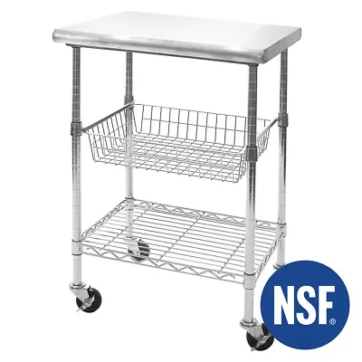 Seville Classics Stainless Steel NSF Kitchen Work Table Cart 24  Wx20  Dx36 H • $119.99