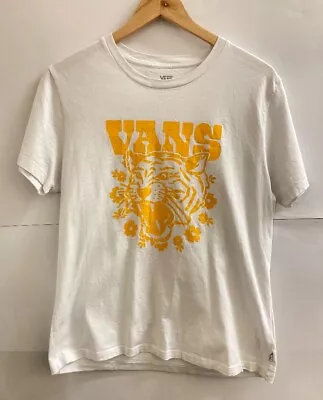 £6.99 • Buy Ladies VANS White T-shirt W/ Yellow Tiger Print Size L - CG B64
