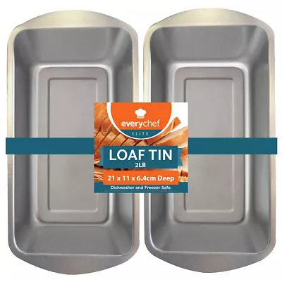 2pk 2lb Loaf Tin Set | 21 X 11 X 6.4 CM Bread Baking Cake Pan Oven Tray Bakeware • £6.99