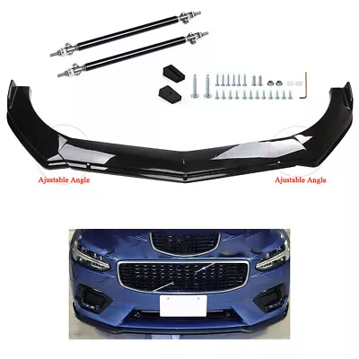 For Volvo C30 Front Bumper Lip Splitter Spoiler Strut Rod Glossy Black • $69.99