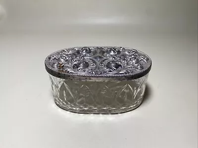 Atlantis Cut Crystal Lead Silverplate Dresser Trinket Box 7 X 4 X 4  • $28.07