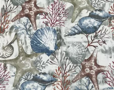 Vinyl Tablecloth 60'' Round Flannel Backing Coastal Sea Life Ocean Seashells NEW • $12