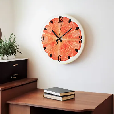 12  Living Room Wall Cartoon Clock Decorative Orange Grapefruit Fruit Wall Clock • £9.95