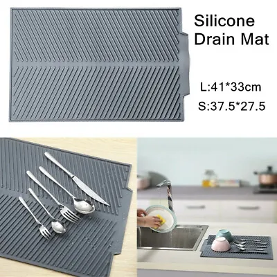 £6.99 • Buy Silicone Dish Drying Mat Dish Drain Mat Sink Mat Heat Resistant Counter Mat UK