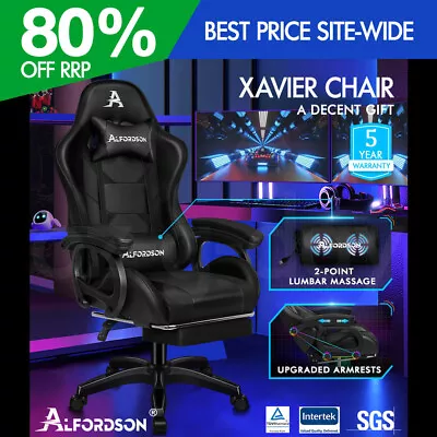 ALFORDSON Gaming Office Chair Racing Massage Computer Seat Footrest Leather • $139.95