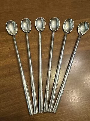 800 Silver Mint Julep Sipper Straws Spoons Set Of Six (6) Excellent Condition • $210