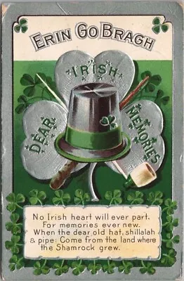 ST. PATRICK'S DAY Embossed Postcard To Hat  Dear Irish Memories  19101 Cancel • $5.60