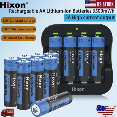 1.5V AA Li-ion Rechargeable Battery Charger AA Lithium-ion Batteries 3500mWh LOT • $58.89