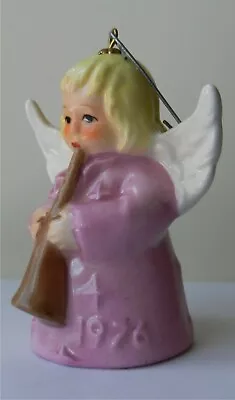 Goebel Pink Angel Playing Horn Bell Christmas Ornament 1976 • $29.99