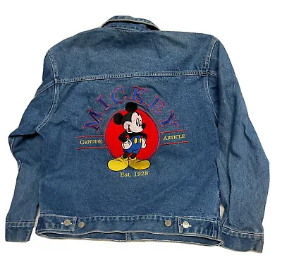 Vintage 90s Mickey Unlimited Denim Embroidered Denim Jean Jacket Womens Medium • $59.99