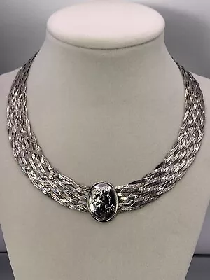 Vintage 925 Sterling Silver Braided Cameo Choker / Necklace • $174