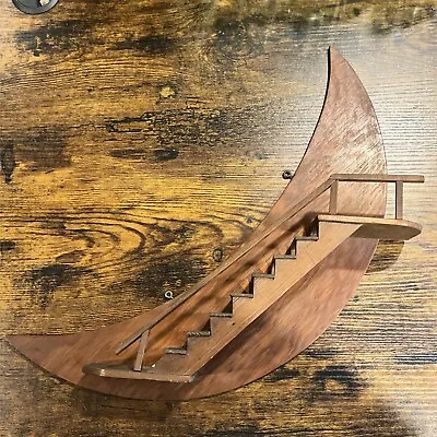 Antique Vintage Mid Century Crescent Mood Stairs Wooden Wall Hanging  • $20