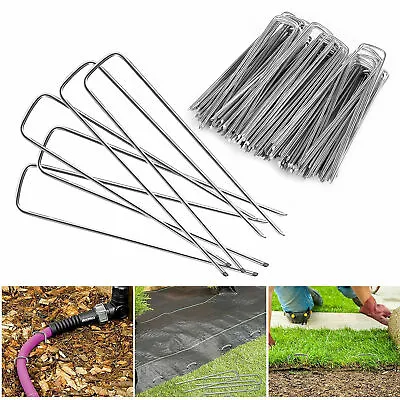 50X U Shaped Pegs Turf Pin Ground Pegs Garden Tent Weed Sheet Securing Pegs • $12.69