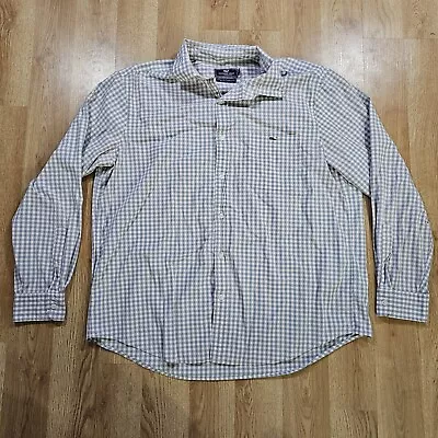 Vineyard Vines Shirt Mens Extra Large Blue Check Classic Fit Tucker Performance • $14.97