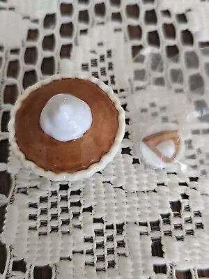 Vintage Porcelain Hinged Trinket Box Pumpkin Pie With Pie Slice PHB • $55