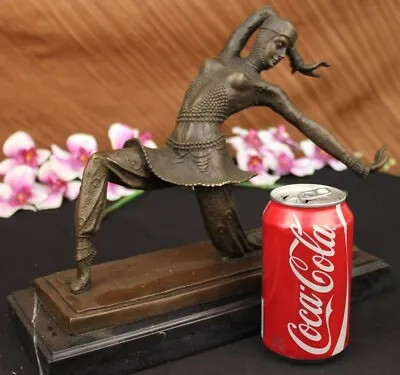 100% Solid Bronze Art Deco Dancer By Demetre Chiparus Romanian Artist Figurine • £168.18