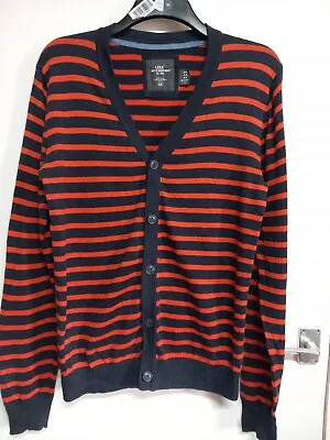 H&M Logg Label Of Graded Goods Ladies Cardigan Size M Orange Blue Stripes   • £6