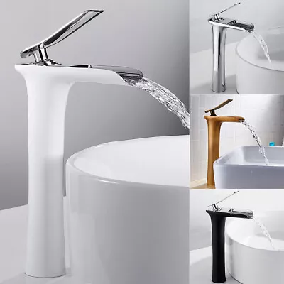 Waterfall Bathroom Taps Tall Basin Mixer Taps Single Lever Counter Top Tap Sy • £44.20