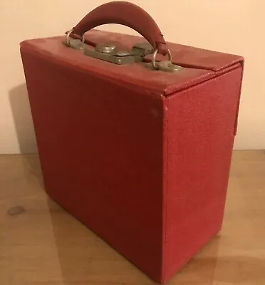 VINTAGE 1950’s VINYL RECORD 7” SINGLES STORAGE CASE BOX 25 CAPACITY RED • £15