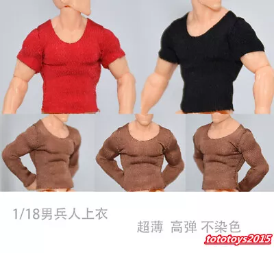 1:18 Tight Elastic Long Sleeve Tops Clothes For 3.75''Male Figure Body Toys  • $14.87