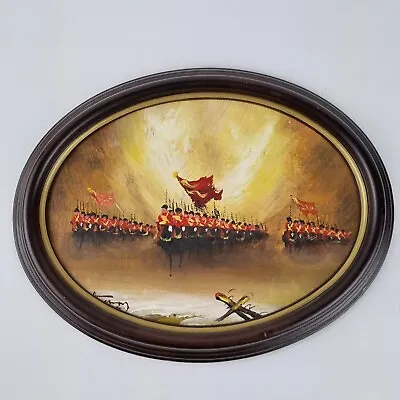 Oval Oil On Board Military Cavalry Regiments Indistinctly Signed • £79