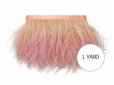 1 Yards - Peach Blossom Ostrich Fringe Trim Wholesale Feather Costume Supply • $19.73