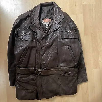 Vintage 70s French Sheepskin Leather Brown Jacket  • £85