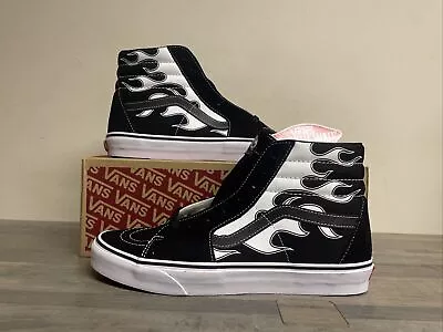 Vans Sk8-Hi Flame Black/White Sneakers VN0A32QGK68 Men's Size 11 NEW • $49.99