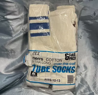 Vintage Kmart 6 Pack Extra Long Over The Calf Tube Socks Stripes NOS 10-13 • $45