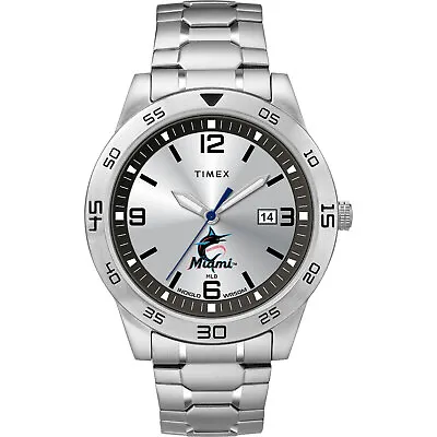 Timex Men's Citation Marlins Silver Analog Watch Timepiece Active Sport • $79.82