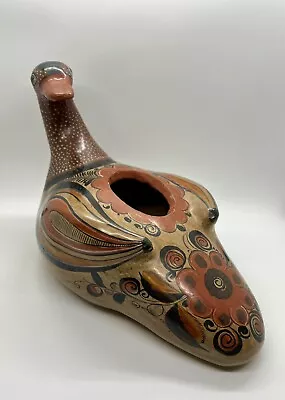 Tonala Mexico Art Pottery DuckBird Large Flower Planter Pot  Salvador Vasquez • $32.99